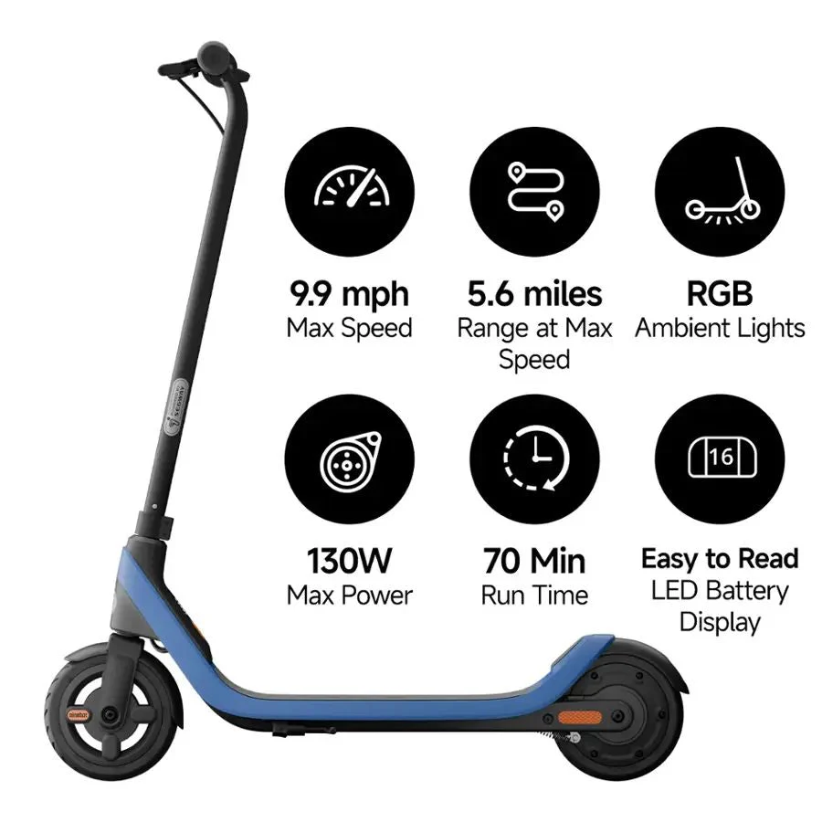 Segway - C2 Lite Kids Kick Scooter w/ up to 5.6mi Range & 9.9 mph Max Speed - Blue - 100501U - Image 3